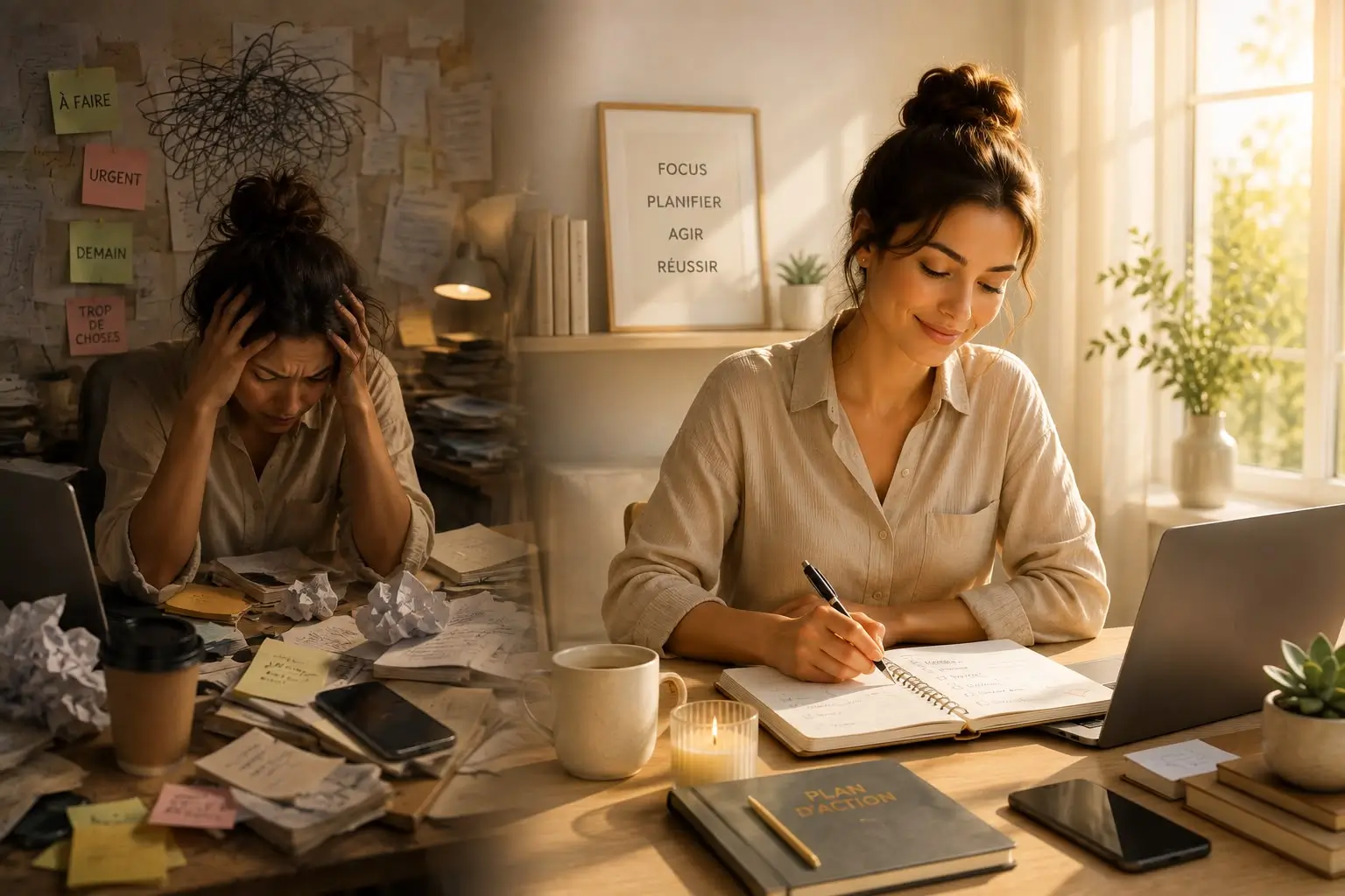 Personne motivée passant à l'action après avoir vaincu la procrastination grâce au programme de 21 jours